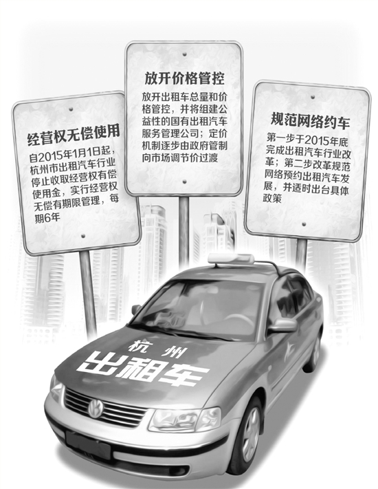 杭州出租车改革一锤定音 主城九区最快年底实现“同城同价”